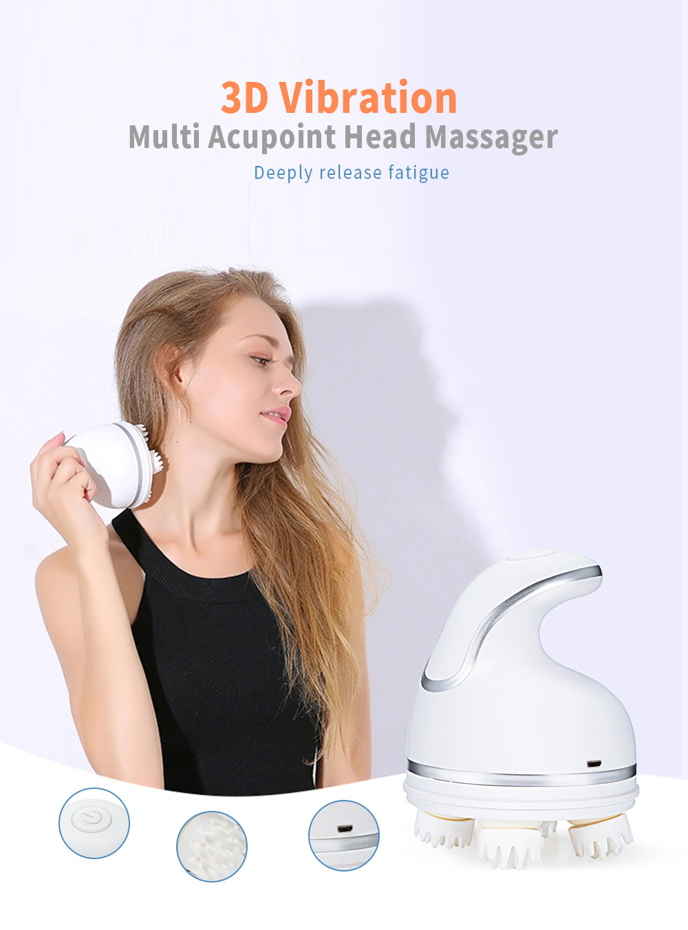 B20 3D Vibration Wave Rolling Wheel Eye Multi Acupoint Head Massager