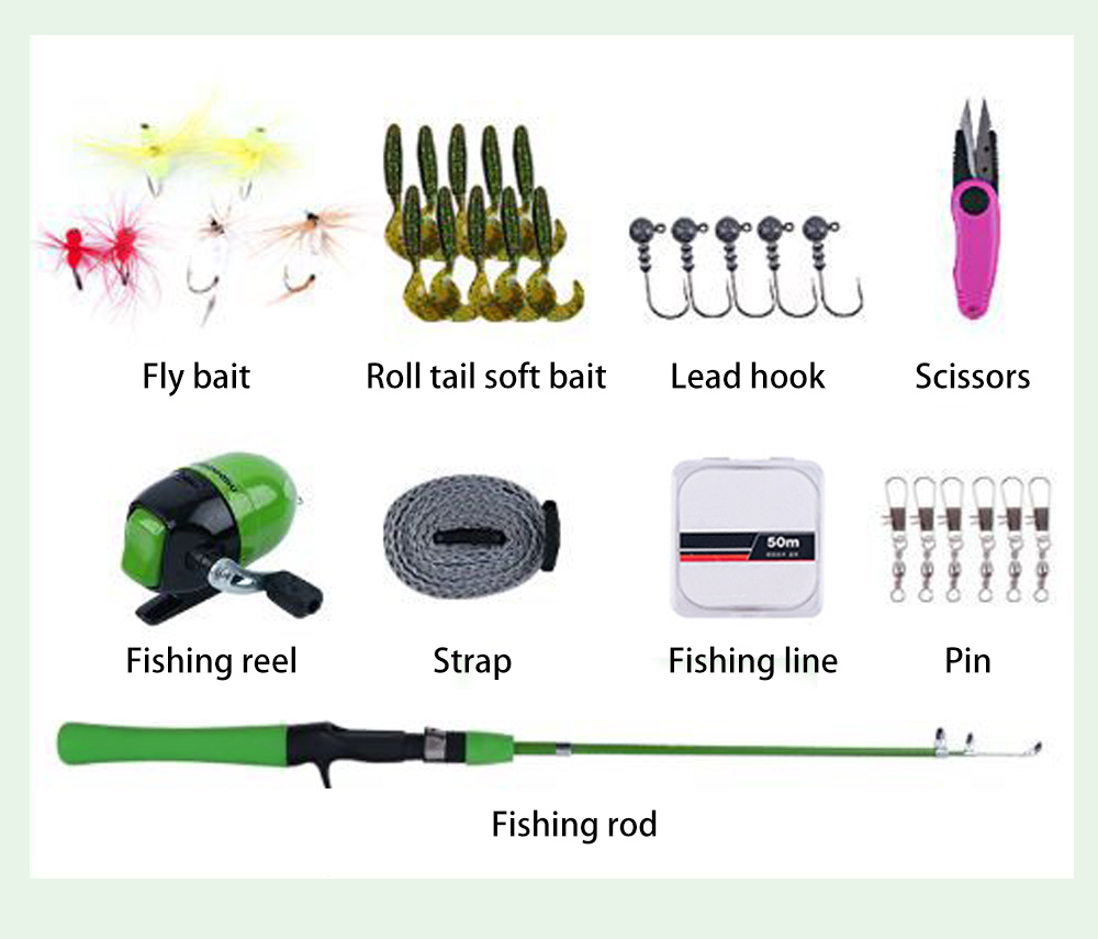 Children Lightweight Fishing Rod with Reel Combo Kit