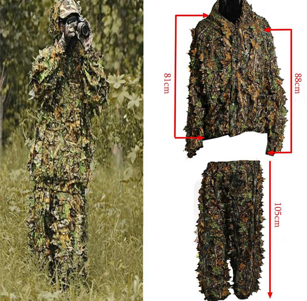 Camouflage Clothing Leafy Jungle Suit Set 3D Leafy Ghillie Suit for Hunting Birding