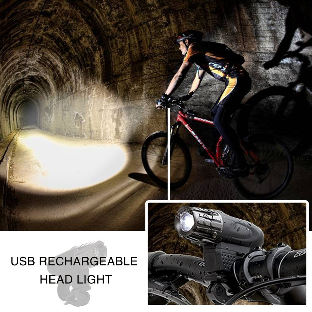 Bike Cycling Waterproof Front Light +Taillight Super Light With USB Rechargable