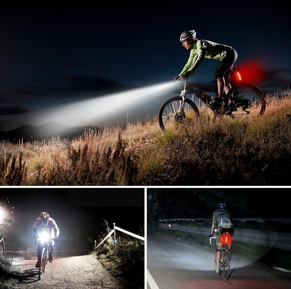 Bike Cycling Waterproof Front Light +Taillight Super Light With USB Rechargable