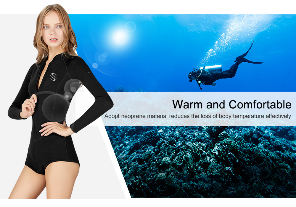 SLINX Women 2mm Long Sleeve Sunblock Bikini Diving Suit Wetsuit