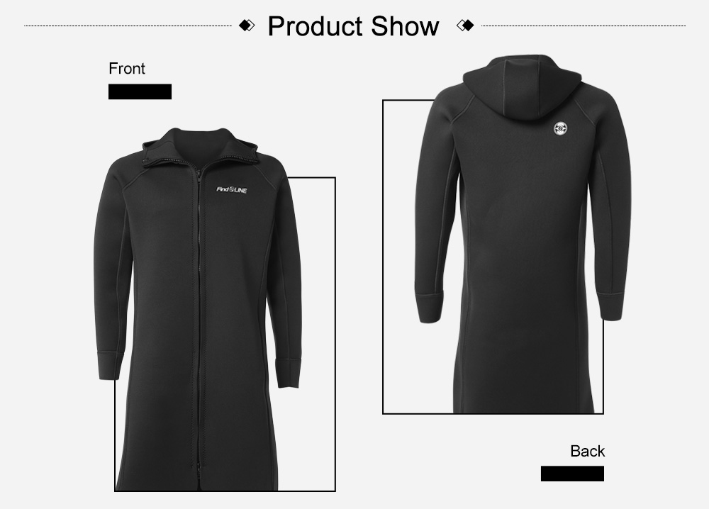 SLINX 3mm Sunblock Neoprene Diving Long Hooded Coat Wetsuit