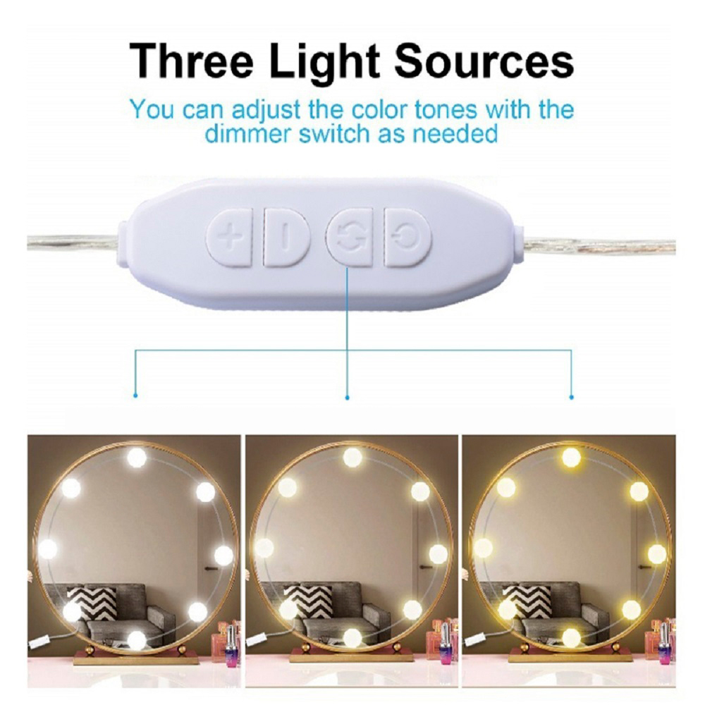10 LED Bulbs Vanity Mirror Light String USB Charging Makeup Cosmetic Lamp