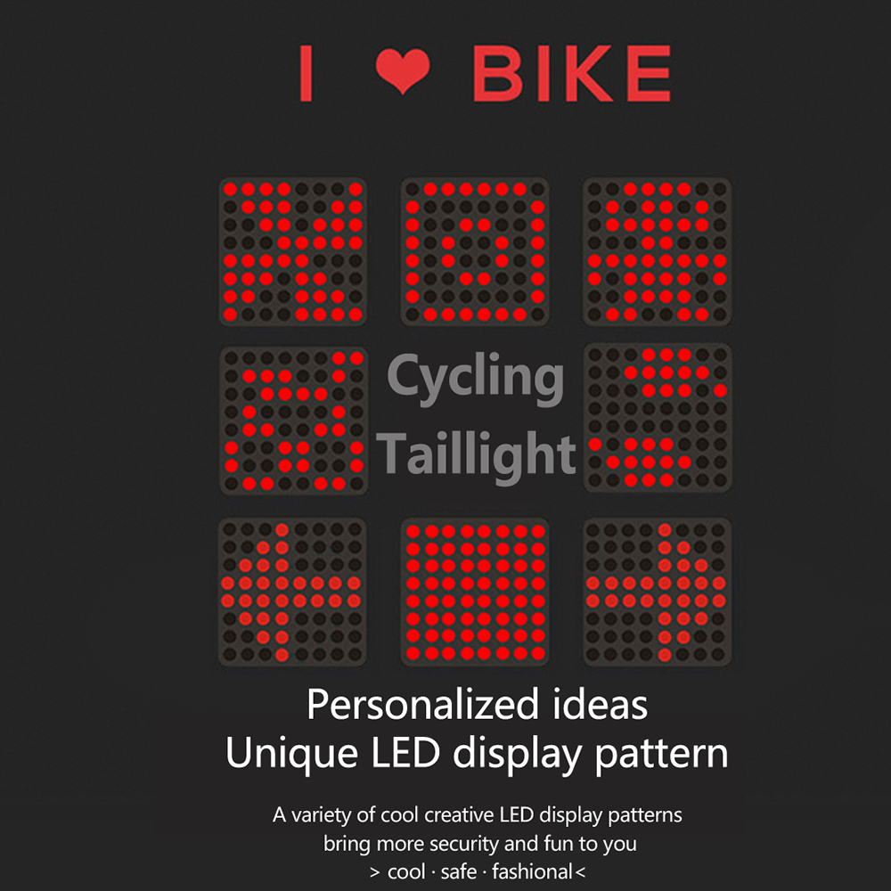 LED Bike Rear Tail Light Safety Warning Bicycle Turn Signal Lamp USB Charging