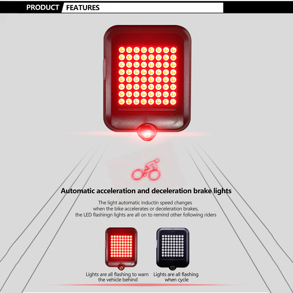 LED Bike Rear Tail Light Safety Warning Bicycle Turn Signal Lamp USB Charging