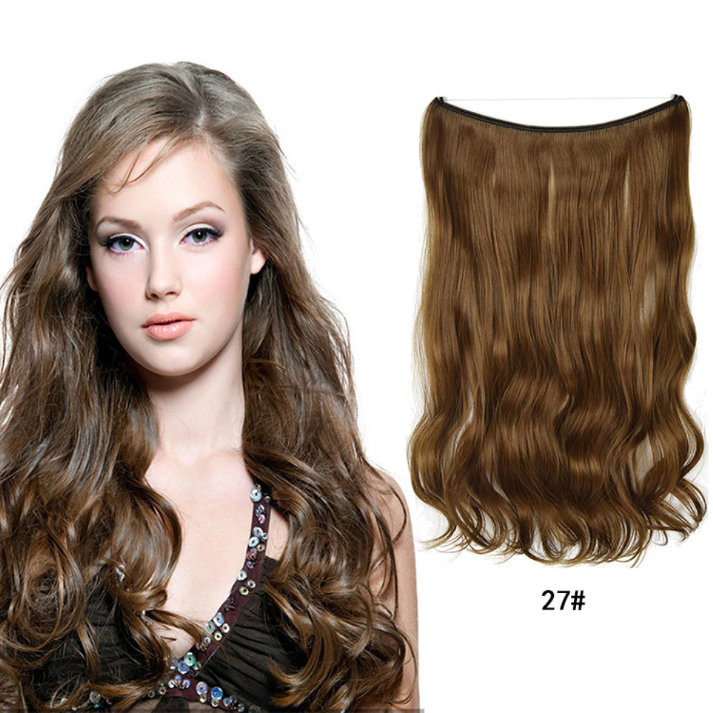 Long Wave Hair Extension Without Clip Fish Line Synthetic Wig