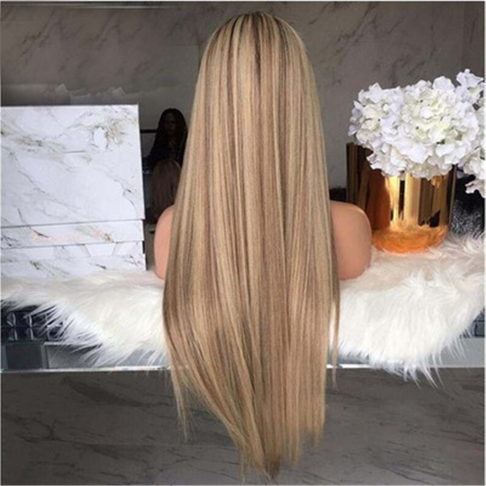 Women'S Wigs with Long Straight Hair Wig Dyed Gradient Wig Set