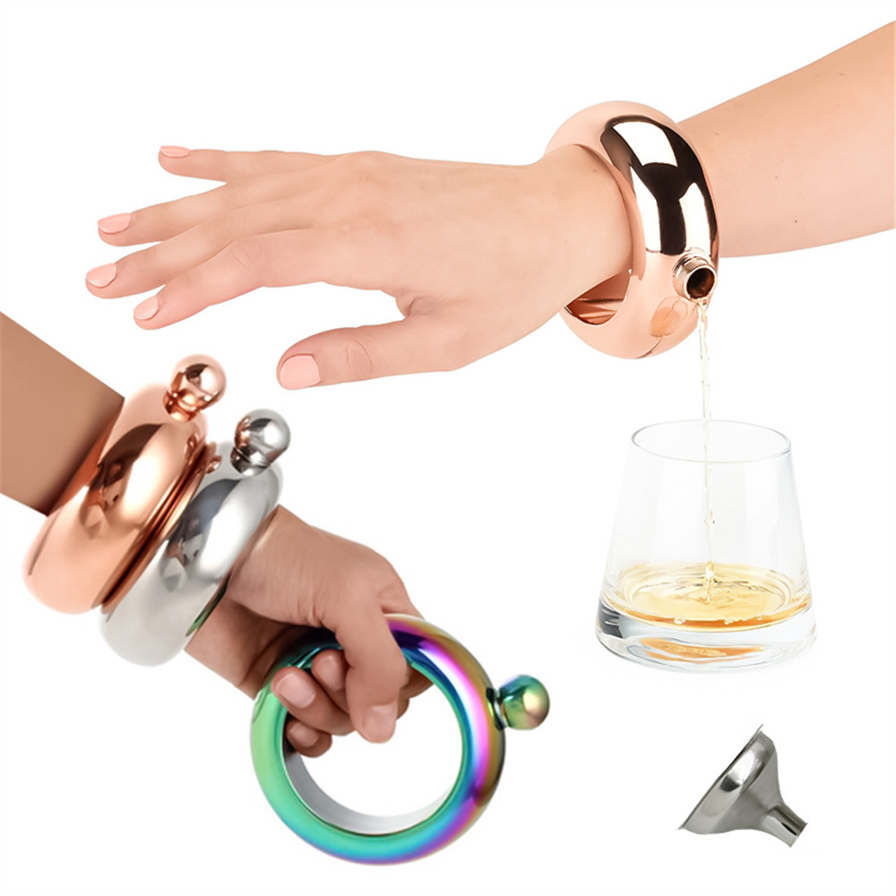 Smooth Stainless Steel Portable Bracelet Hip Flask for Storing Whiskey/Alcohol