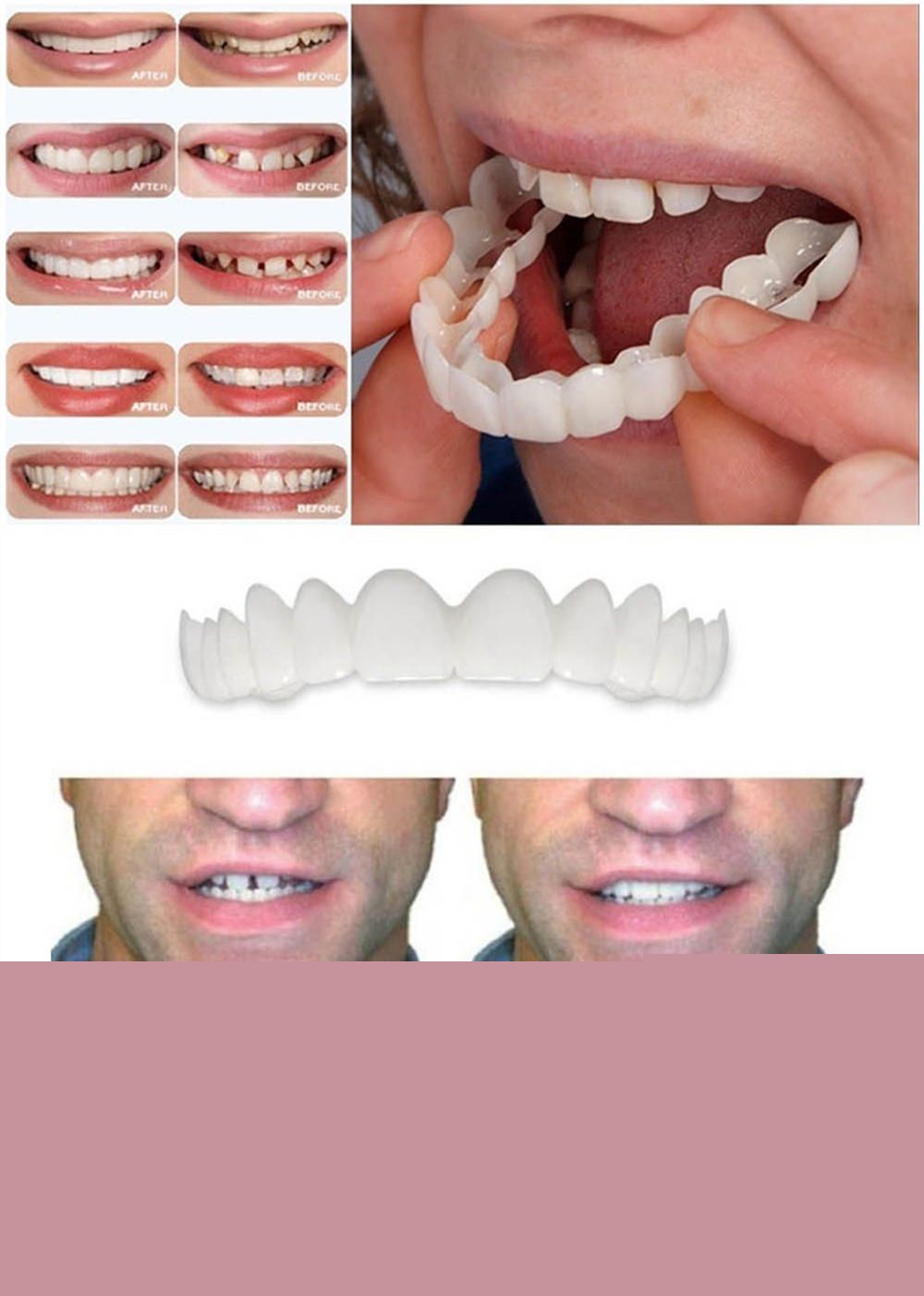 1PCS Reusable Adult Perfect Smile Whitening Denture Fit Flex Cosmetic Teeth