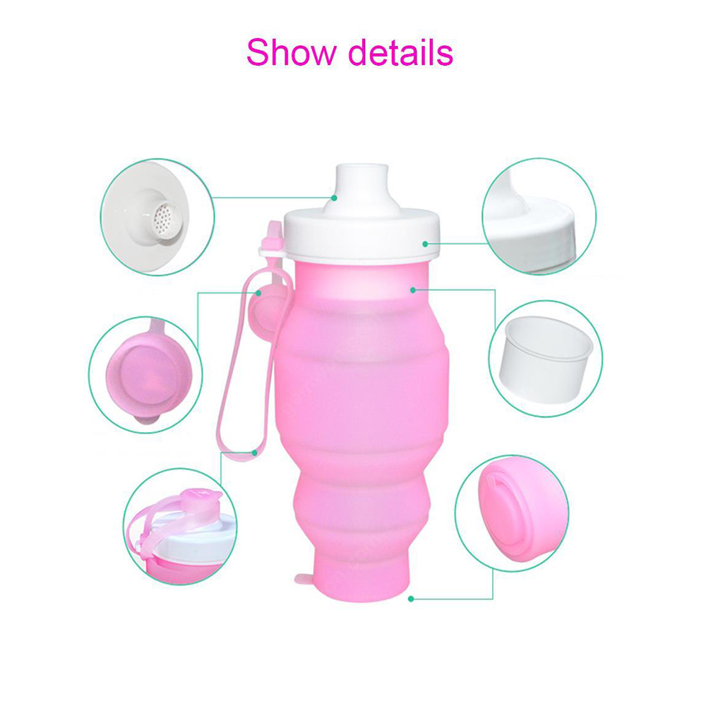 Foldable 520ML Silicone Kettle Portable Sports Bottle Outdoor Hiking Climbing