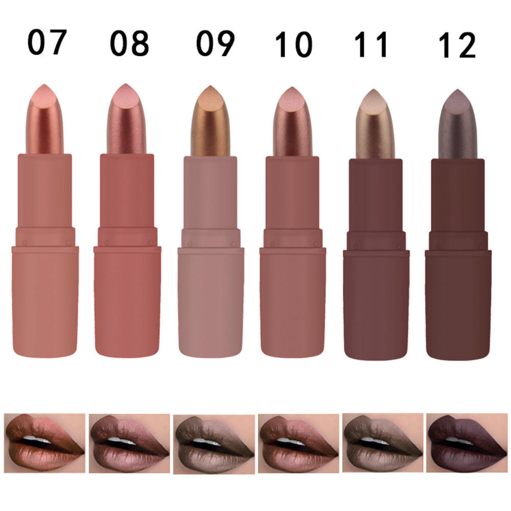 MK 24Pcs/set Lipstick Waterproof Long-Lasting Metallic Lips Makeup