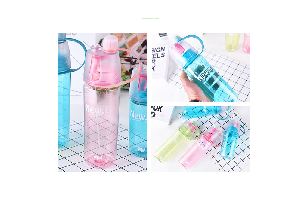 Sports Plastic Spray Cup Kettle Easy-carry Outdoor Cooling Water Bottle