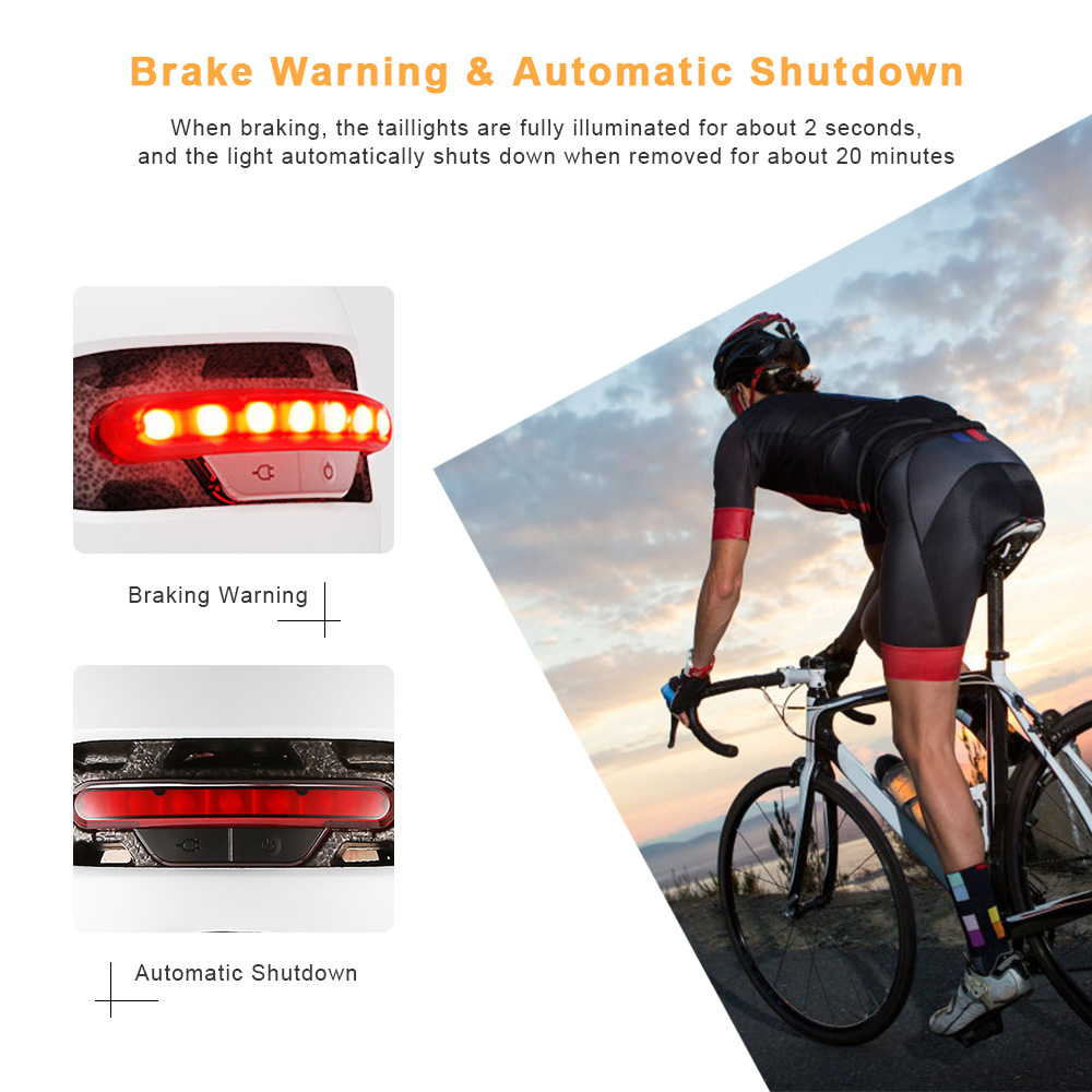 Smart4u SH50 Cycling Helmet for Bike Scooter with Intelligent Back LED Light Brake Warning