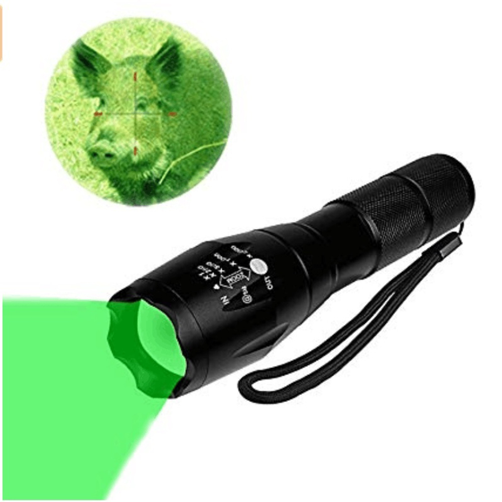 Green Hunting Flashlight Torch Zoomable Hunting For Fishing Hunting Detector