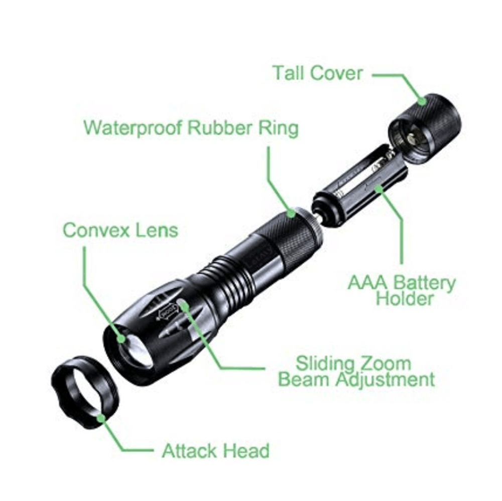 Green Hunting Flashlight Torch Zoomable Hunting For Fishing Hunting Detector