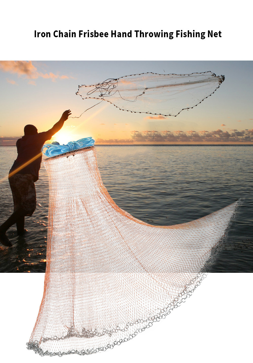 2.4 - 4.8m Small Mesh Hand Throw Catch Fishing Net