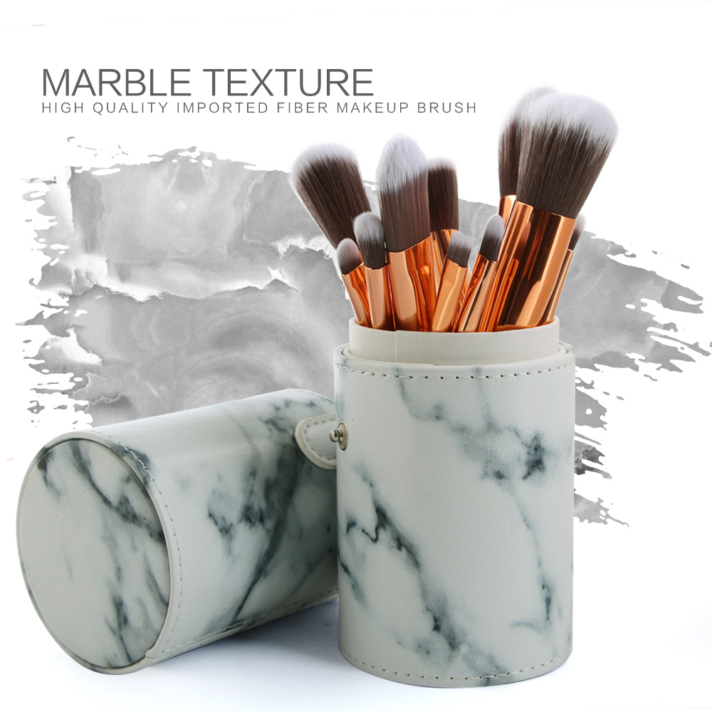 10 Marbled Makeup Brush Set with Brush Tube