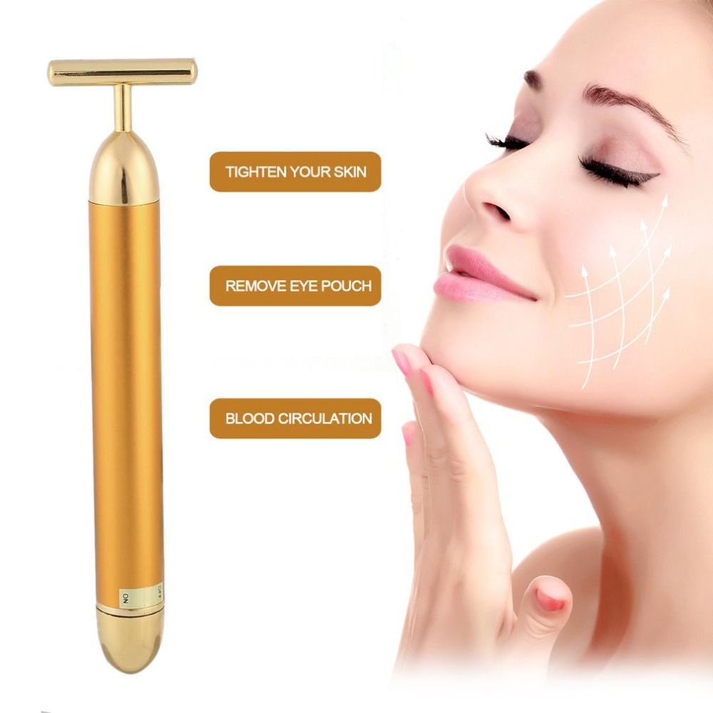 24k Gold Colour Vibration Facial Beauty Massager Stick Lift Skin Tightening