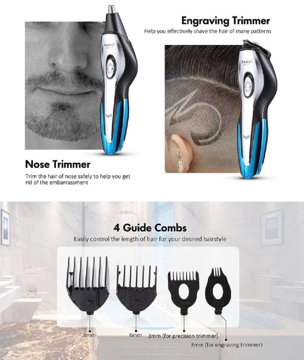 Kemei KM-5031 11 in 1 Hair Clipper Shaver Nose / Ear Trimmer Grooming Kit