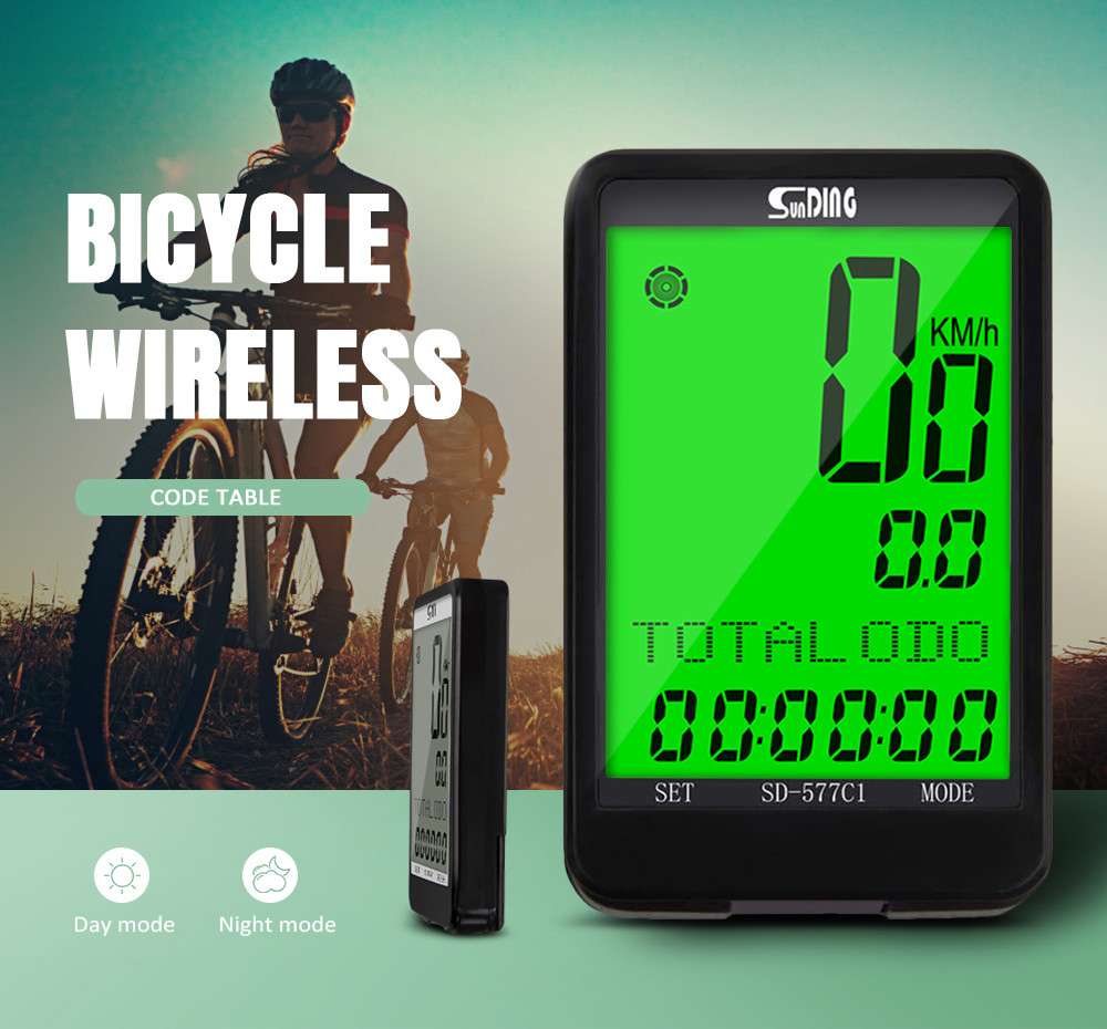 SUNDING SD-577C1 Large Screen Bicycle Wireless Code Table Bicycle Accessories
