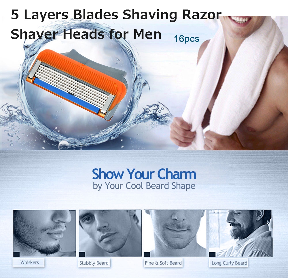 5 Layers Blades Shaving Razor Shaver Heads for Men 4pcs