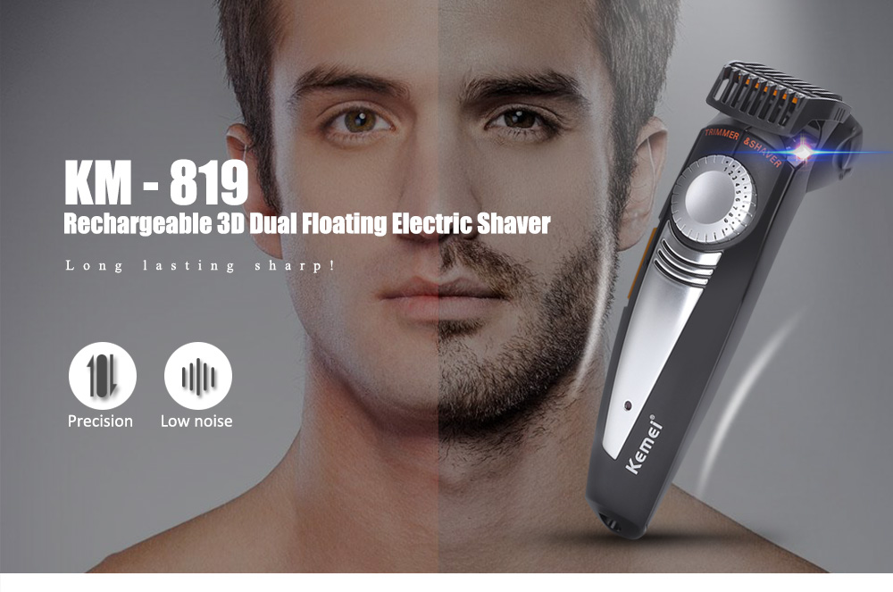 Kemei 2 in 1 Men Electric Shaver 19 Settings Length Ajustable Shaver Razor