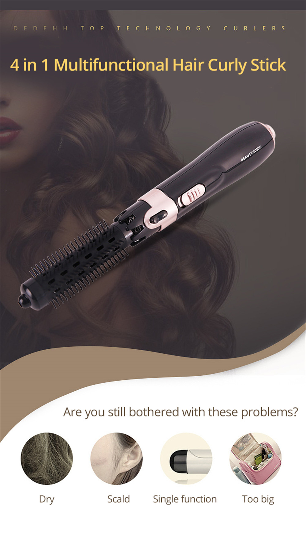 4 in 1 Multifunctional Comb Levels Adjustment Hair Curler Straightener Dryer Set