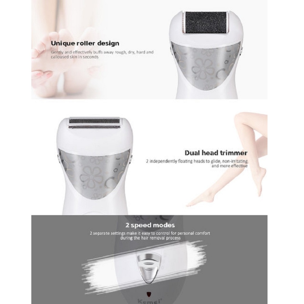 kemei KM - 505 3 in 1 Removal Foot Care Electric hair Callus Remover Device