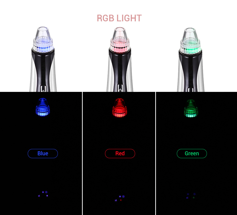 JHF - 12 Rechargeable Blackhead Removal Pore Cleaner Cold Hot Compress RGB Lights