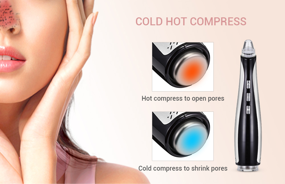 JHF - 12 Rechargeable Blackhead Removal Pore Cleaner Cold Hot Compress RGB Lights