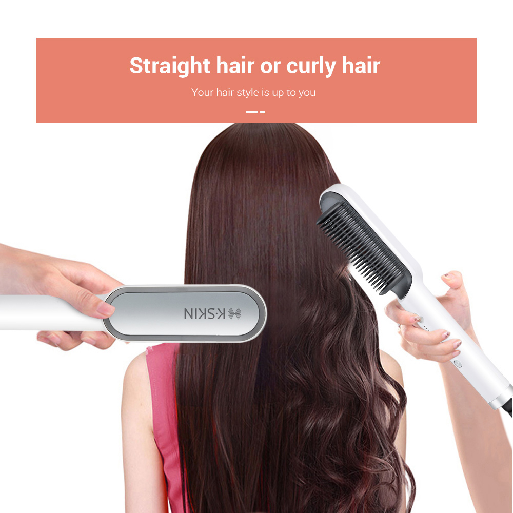 K_SKIN KD380 Straight Hair Comb Adjustable Temperature PTC Heater for Different Hairstyles