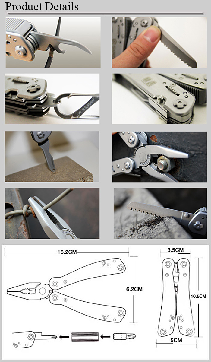 Ganzo G301H Portable Outdoor Multi-function Pliers Multi Tools with Safety Lock Mechanism