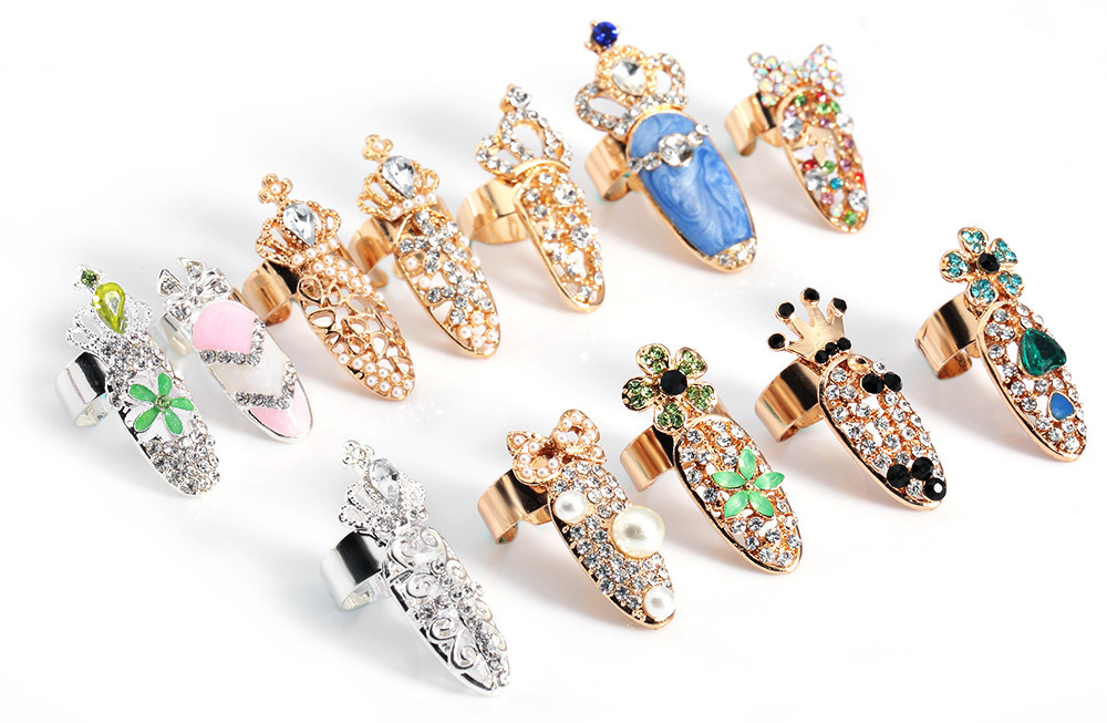 Female Jewelry Decorative Joint Drill Bow Crown Armor Nails Ring