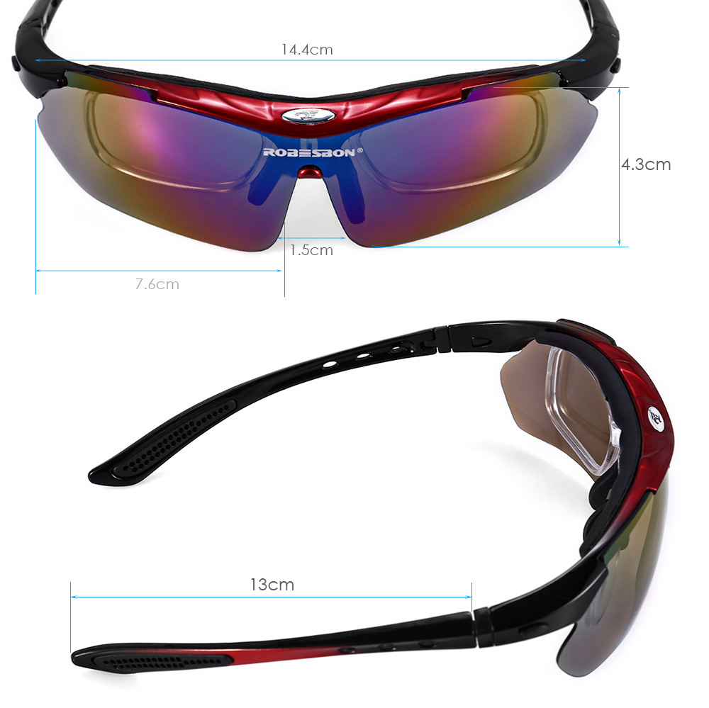 Robesbon 0089 Men Cycling Eyewear Outdoor Cycling Glasses Bicycle Bike UV400 Sports Sun Glasses 5 Lenses Selection