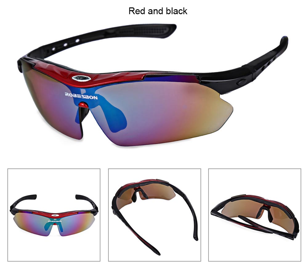 ROBESBON 0089 Men Cycling Eyewear Sunglass Outdoor UV400 Sports Glasses 5 Lenses