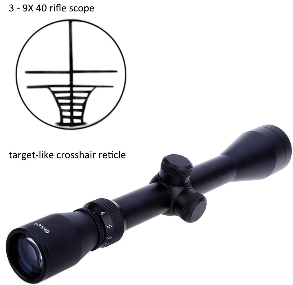 Beileshi 3-9x40 Adjustable Target-like Crosshair Reticle Optical Sight Rifle Scope for Tactical Hunting