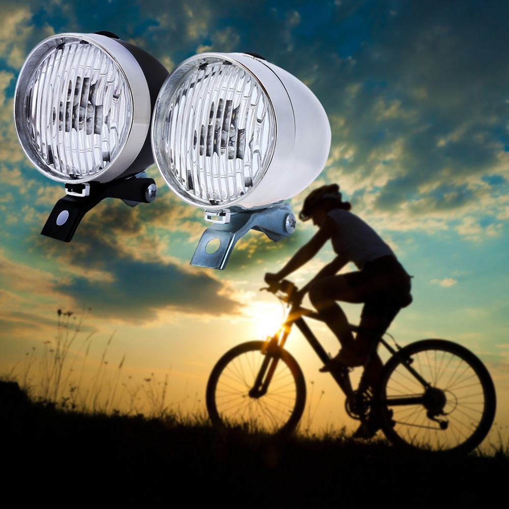 3 LEDs Bicycle Front Light Classic Retro Vintage Headlight with Bracket