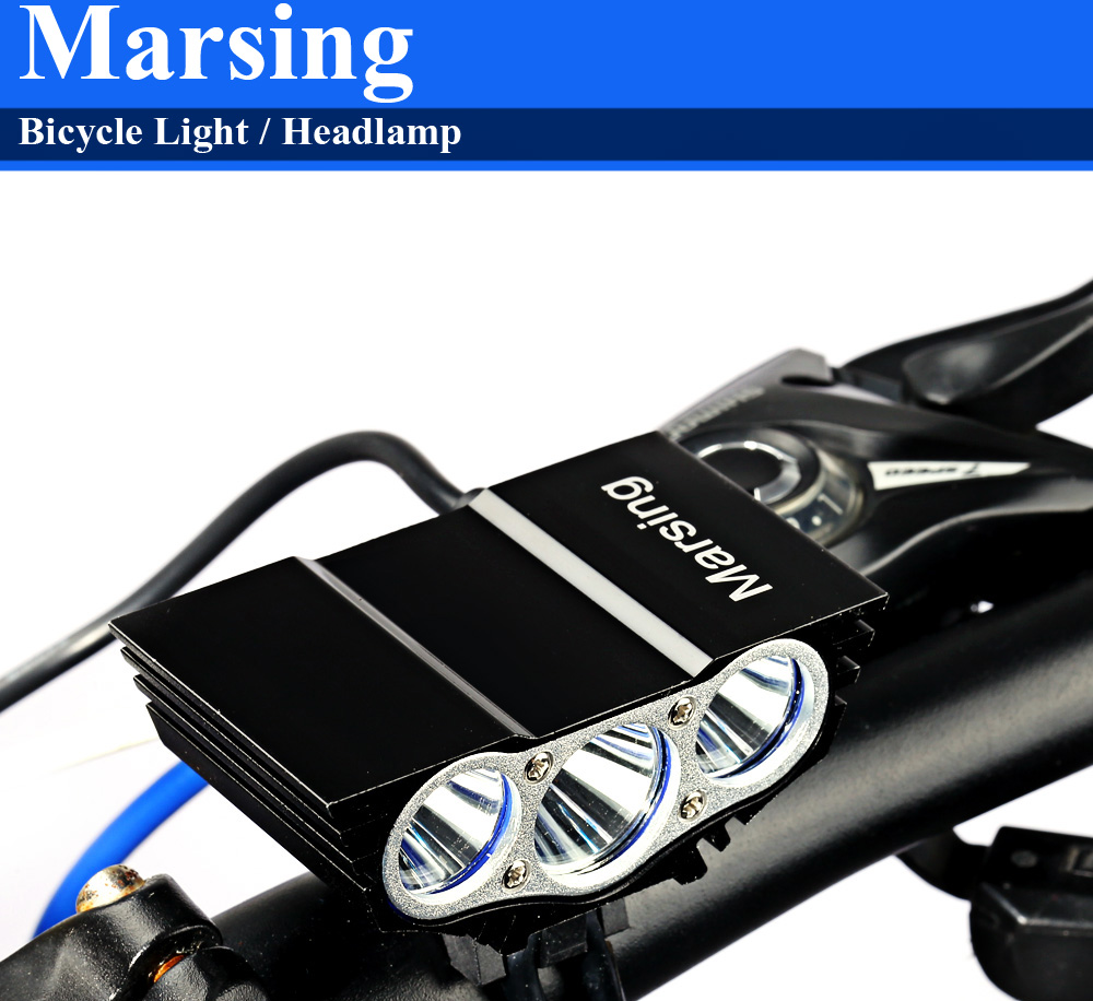 Marsing X3 2500Lm 3 Mode Cree XML T6 LED Bicycle Light Headlamp Set for Night Cycling