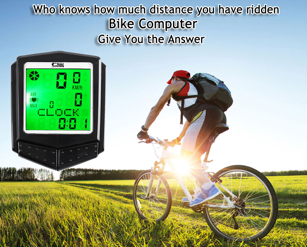 SunDing SD - 573C Wireless Water Resistant Bicycle Computer Cycling Odometer Speedometer Heart Rate Monitor with LCD Backlight