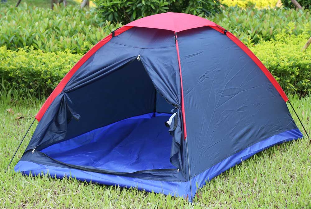 Outdoor Camping Polyester Fiber Tent Fiberglass Pole for Two Persons with Bag for Picnic Travel Hiking Adventure
