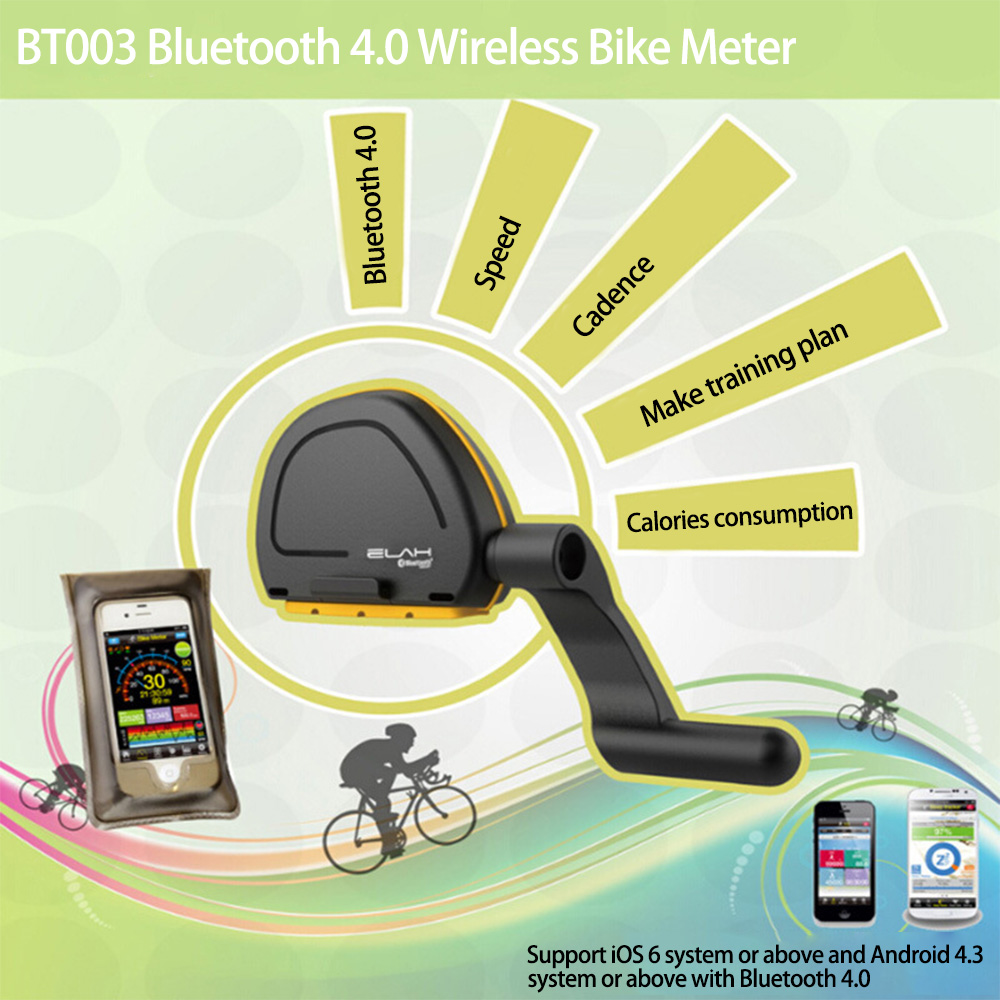 ELAH BT003 Bluetooth 4.0 Wireless GPS Bicycle Computer Bike Meter Speedometer Bike Combo Sensor