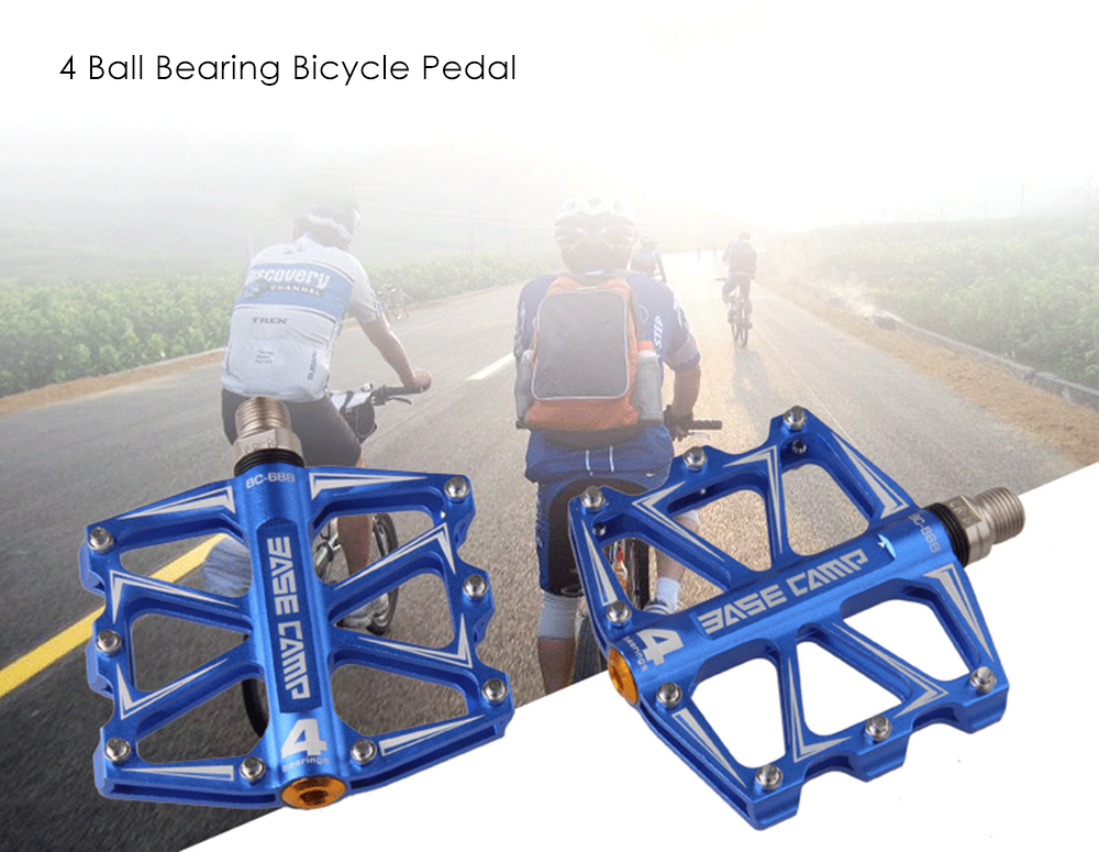BaseCamp BC - 688 Paired Ultralight Slip-resistant Aluminum Alloy 4 Ball Bearing Pedals for Mountain Bicycle Road Bike