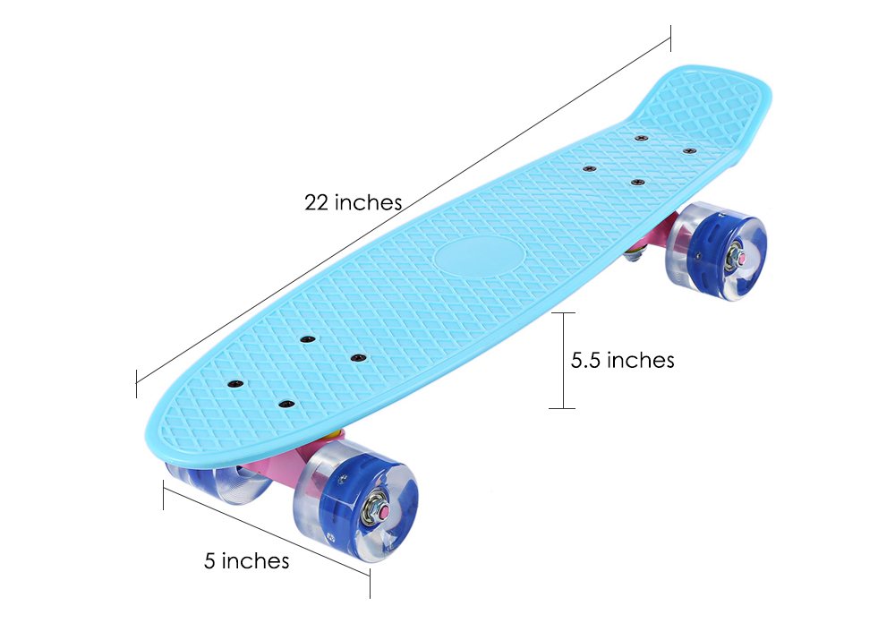 22 Inches Cruiser Four-wheel Banana Style Plastic Board Deck with LED Flashing Wheels