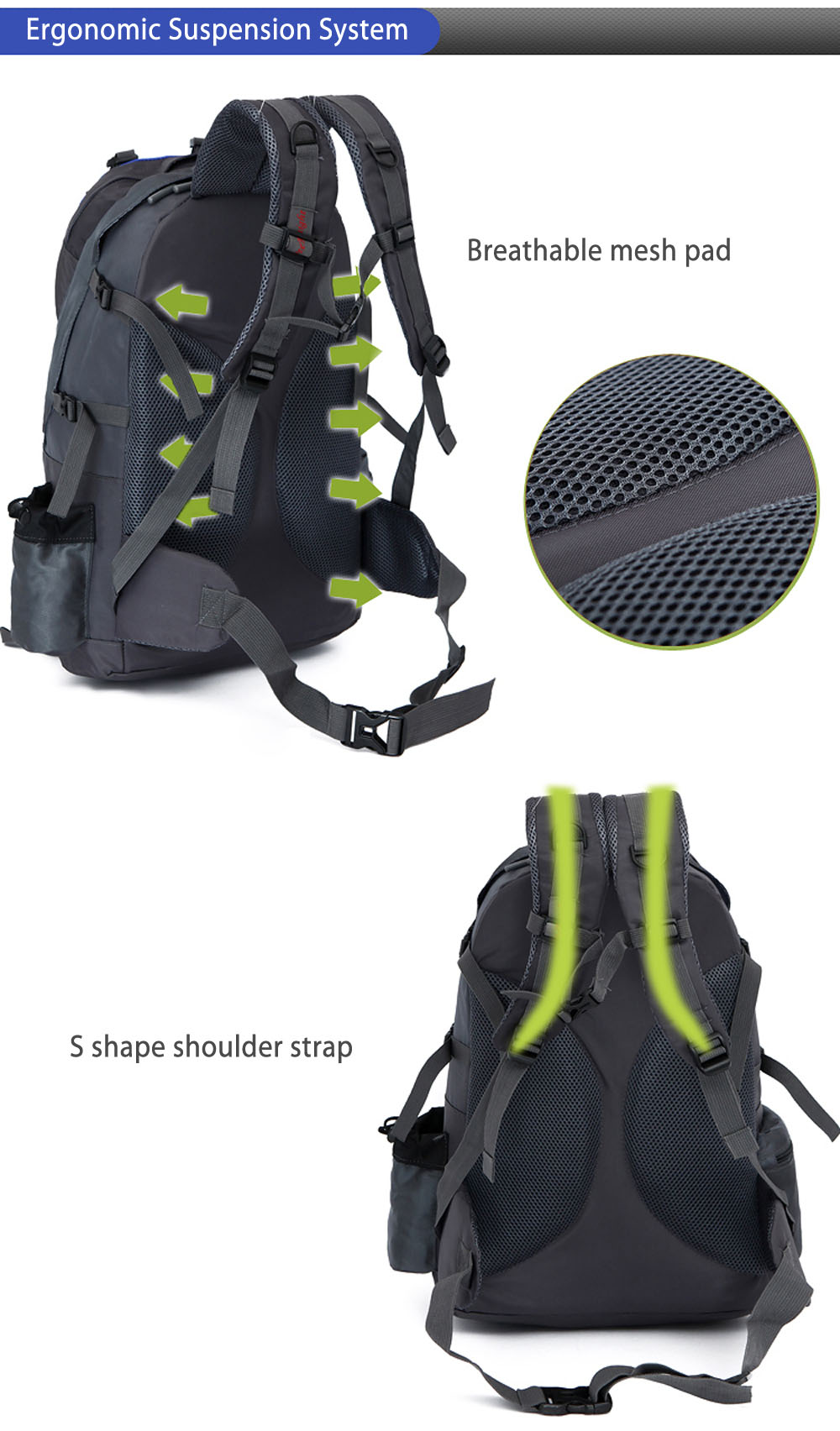 Free Knight FK0218 50L Polyester Water Resistant Backpack Rucksack for ...