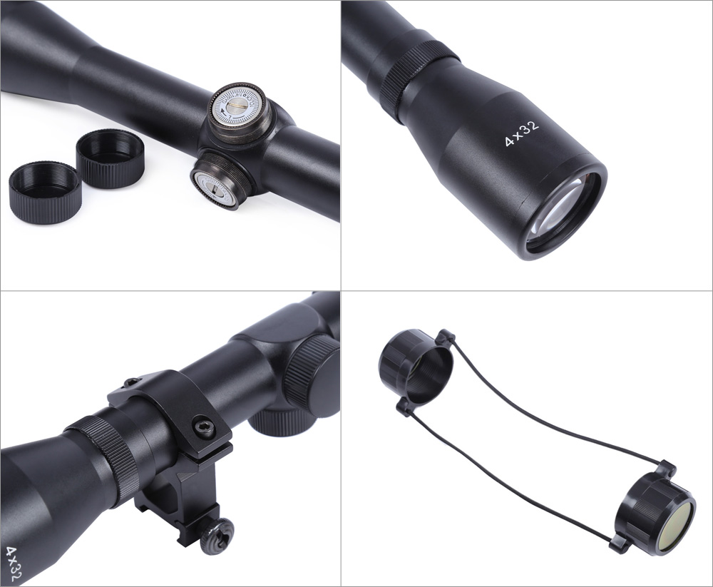 Tactical 4X32 Optics Sniper Riflescope Reviews Sight Hunting Scope for Rifle