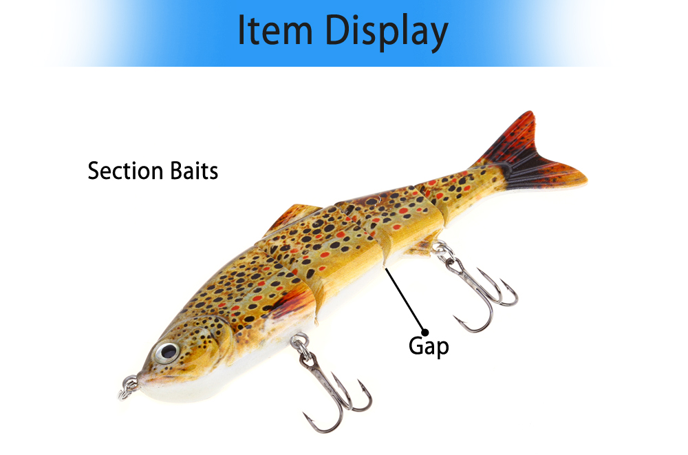 HS007 Minnow Fishing Bait Four Sections Slowly-sinking Lure with Hooks