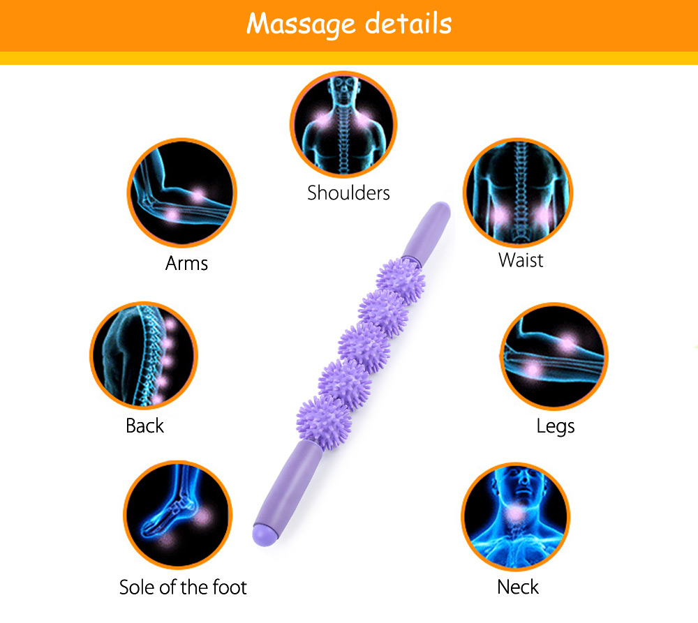 Massage Bar Spiky Ball Yoga Wand Roller Muscle Training Beauty Accessory