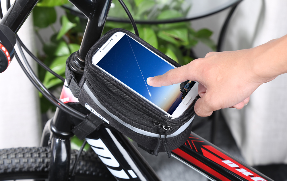 DUUTI Bike Phone Case with Touchable PVC Screen Waterproof Reflective Bicycle Bag