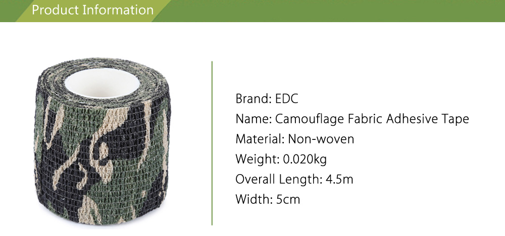 EDCGEAR 4.5M Outdoor Camouflage Non-woven Fabric Adhesive Tape